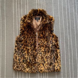 Jcrew Faux Fur Leopard Vest